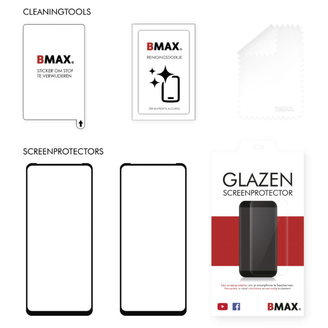 cleaningkit voor de screenprotectors te plaatsen