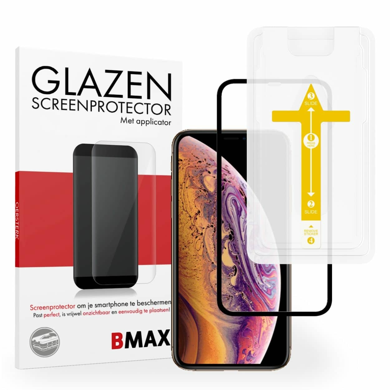 Screenprotector iPhone XS Max met applicator full cover