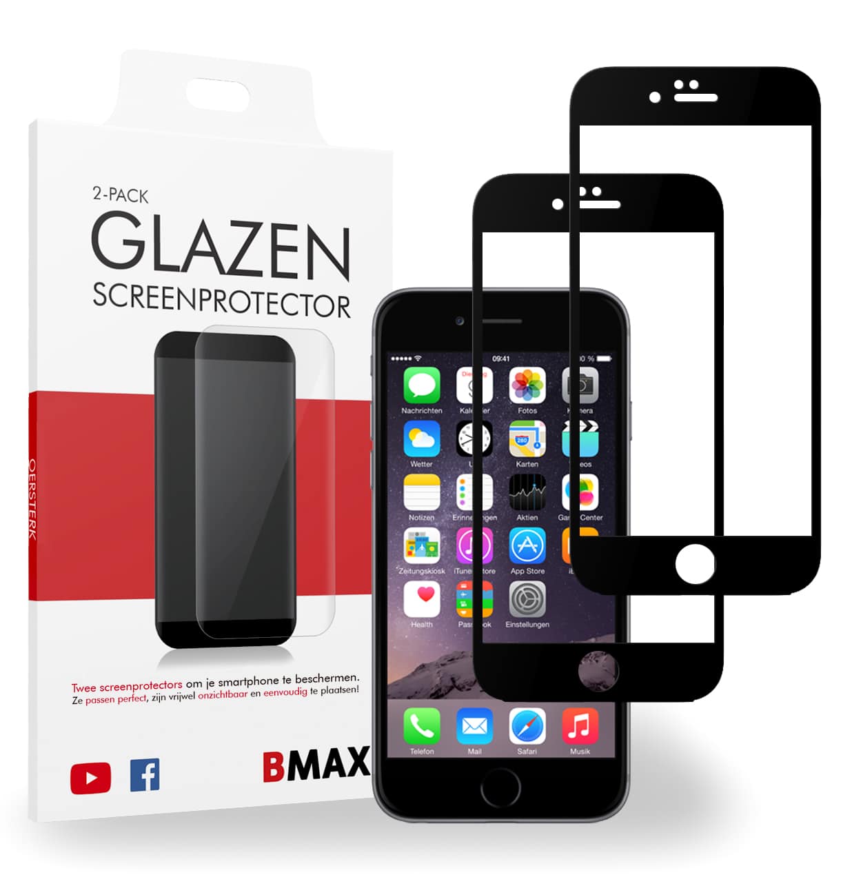 iPhone 6 Plus full cover Screenprotector zwart