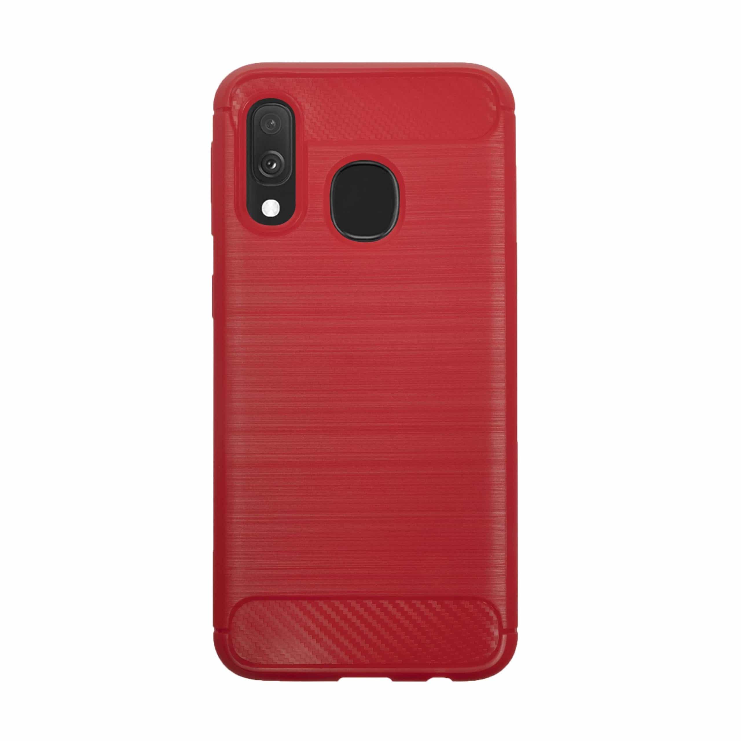 Samsung Galaxy A40 carbon telefoonhoesje rood