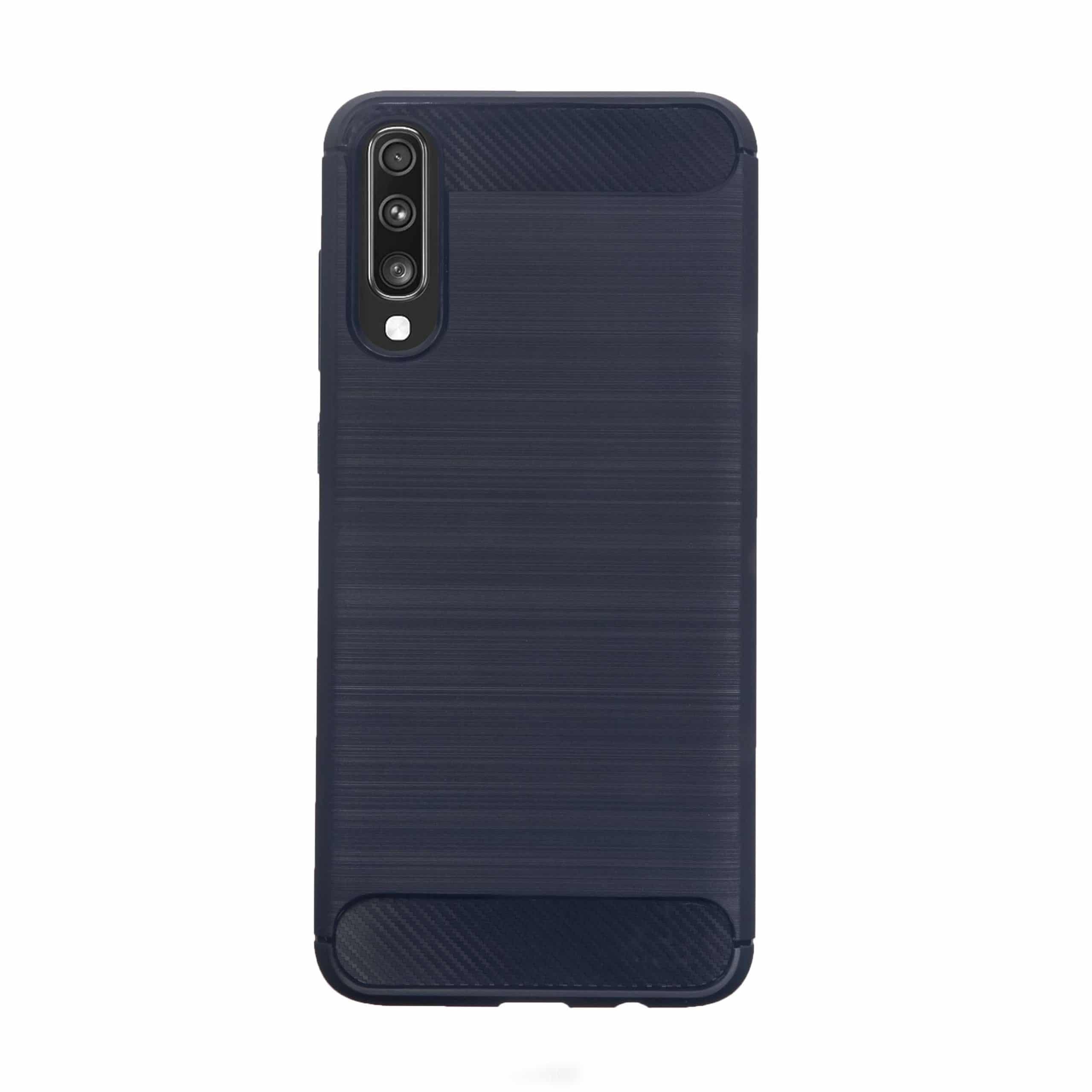 Samsung Galaxy A70 carbon telefoonhoesje blauw