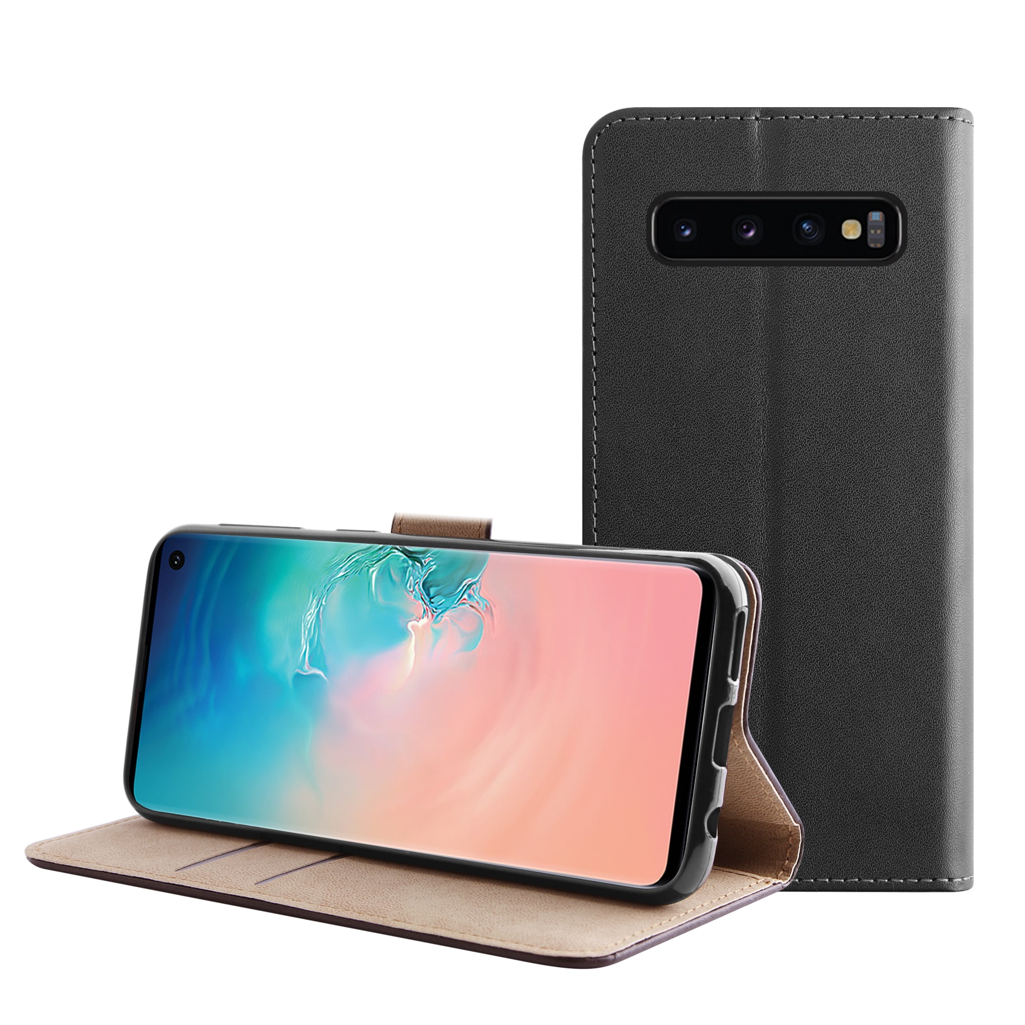 Samsung Galaxy S10 Plus Leren book case hoesje zwart