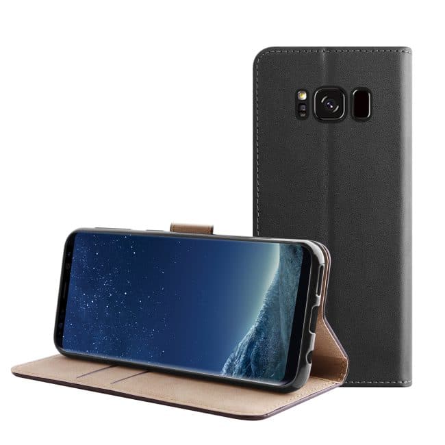 Samsung Galaxy S8 Plus Leren book case hoesje zwart