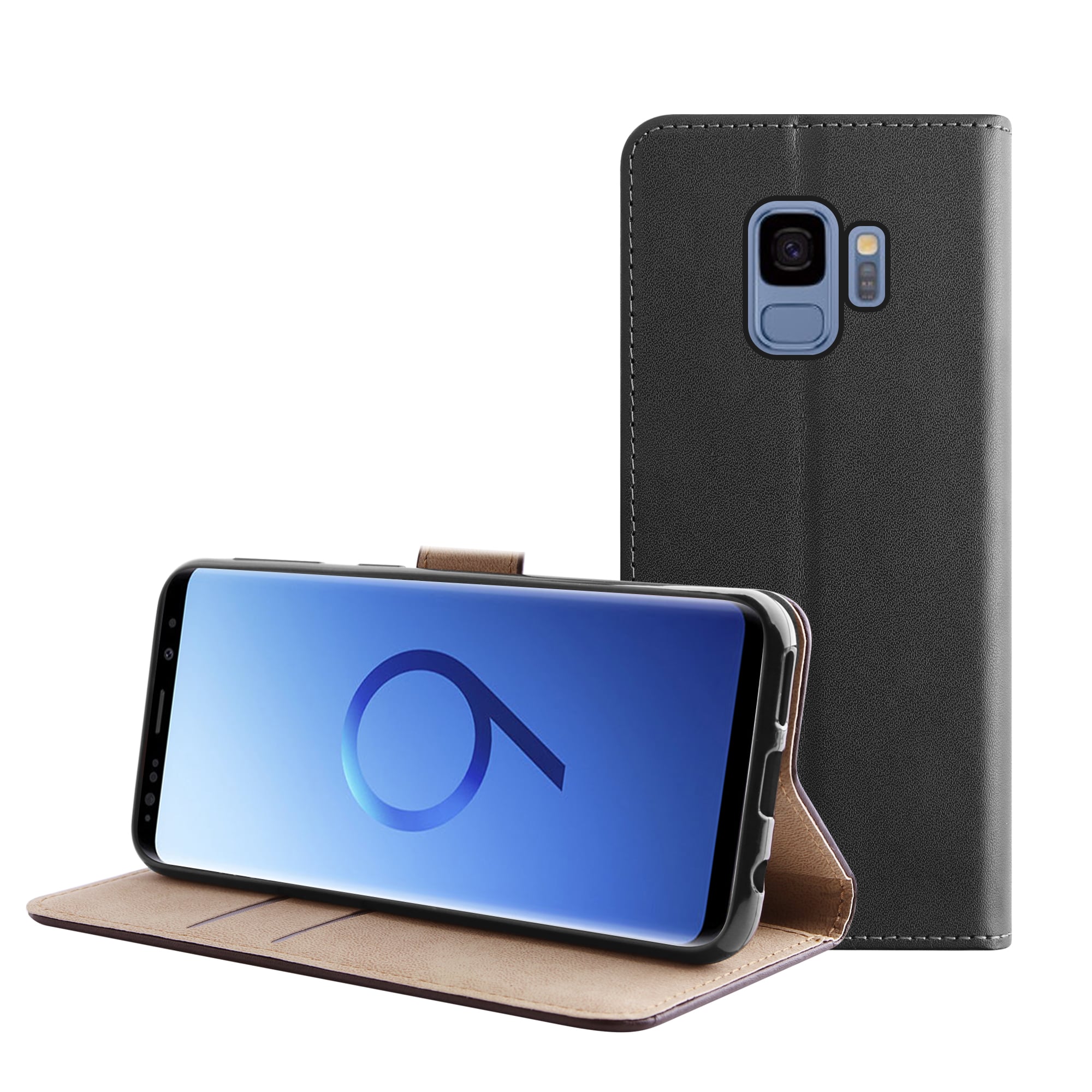 Samsung Galaxy S9 Leren book case hoesje zwart