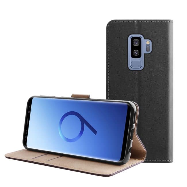 Samsung Galaxy S9 Plus Leren book case hoesje zwart