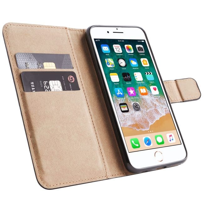 iPhone 6/6s Leren book case hoesjes zwart