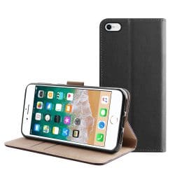 iPhone 6/6s Plus Leren book case hoesje zwart